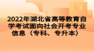 2022年湖北省高等教育自學(xué)考試面向社會開考專業(yè)信息（?？?、專升本）