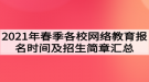 2021年春季各校網(wǎng)絡教育報名時間及招生簡章匯總