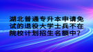 湖北普通專升本申請免試的退役大學(xué)士兵不在院校計劃招生名額中？