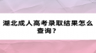 湖北成人高考錄取結(jié)果怎么查詢？