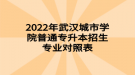 2022年武漢城市學院普通專升本招生專業(yè)對照表