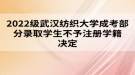 2022級武漢紡織大學成考部分錄取學生不予注冊學籍決定