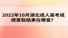 2022年10月湖北成人高考成績錄取結(jié)果在哪查？