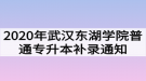 2020年武漢東湖學院普通專升本補錄通知