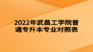 2022年武昌工學院普通專升本專業(yè)對照表