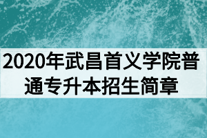 2020年武昌首義學院普通專升本招生簡章