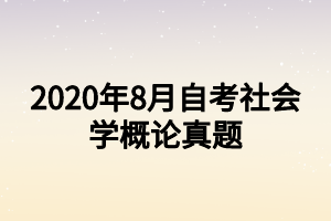 2020年8月自考社會學概論真題