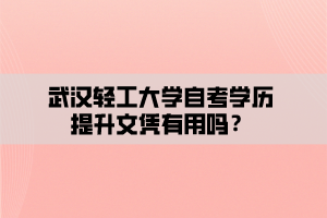 武漢輕工大學(xué)自考學(xué)歷提升文憑有用嗎？