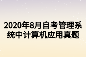 2020年8月自考管理系統(tǒng)中計算機應用真題