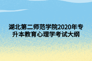 湖北第二師范學(xué)院2020年專升本教育心理學(xué)考試大綱