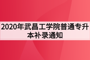 2020年武昌工學院普通專升本補錄通知