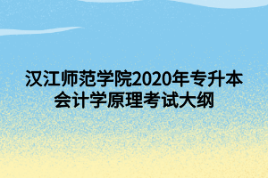 漢江師范學院2020年專升本會計學原理考試大綱