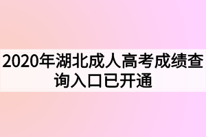 2020年湖北成人高考成績查詢入口已開通