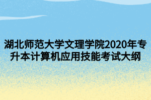 湖北師范大學(xué)文理學(xué)院2020年專升本計算機(jī)應(yīng)用技能考試大綱