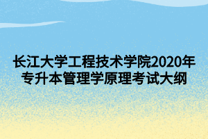 長(zhǎng)江大學(xué)工程技術(shù)學(xué)院2020年專升本管理學(xué)原理考試大綱