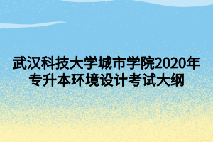 武漢科技大學城市學院2020年專升本環(huán)境設計考試大綱