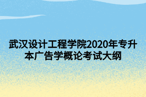 武漢設(shè)計(jì)工程學(xué)院2020年專升本廣告學(xué)概論考試大綱