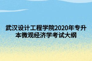 武漢設(shè)計(jì)工程學(xué)院2020年專(zhuān)升本微觀(guān)經(jīng)濟(jì)學(xué)考試大綱