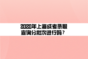 2020年上海成考錄取查詢分批次進行嗎？