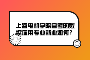 上海電機學院自考的數(shù)控應用專業(yè)就業(yè)如何？