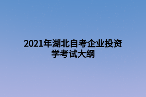 2021年湖北自考企業(yè)投資學(xué)考試大綱