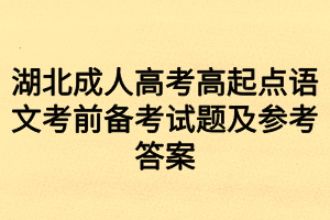 湖北成人高考高起點(diǎn)語(yǔ)文考前備考試題及參考答案