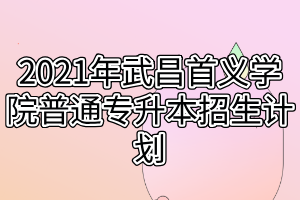 2021年武昌首義學(xué)院普通專升本招生計(jì)劃