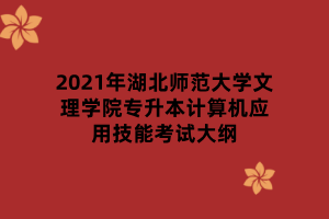 2021年湖北師范大學(xué)文理學(xué)院專升本計(jì)算機(jī)應(yīng)用技能考試大綱