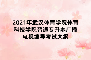 2021年武漢體育學(xué)院體育科技學(xué)院普通專(zhuān)升本廣播電視編導(dǎo)考試大綱