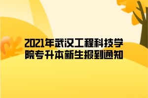 2021年武漢工程科技學(xué)院專(zhuān)升本新生報(bào)到通知