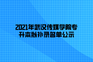 2021年武漢傳媒學(xué)院專升本擬補錄名單公示