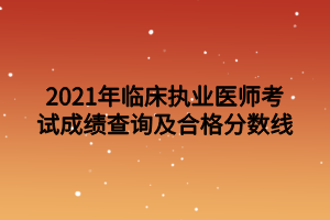 2021年臨床執(zhí)業(yè)醫(yī)師考試成績查詢及合格分數(shù)線