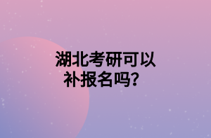 湖北考研可以補報名嗎？