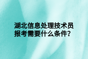 湖北信息處理技術員報考需要什么條件？