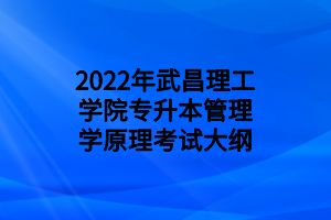 2022年武昌理工學(xué)院專(zhuān)升本管理學(xué)原理考試大綱