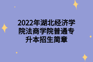 2022年湖北經(jīng)濟(jì)學(xué)院法商學(xué)院普通專升本招生簡章