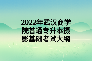 2022年武漢商學(xué)院普通專升本攝影基礎(chǔ)考試大綱