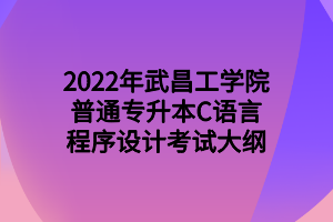 2022年武昌工學(xué)院普通專升本C語言程序設(shè)計(jì)考試大綱