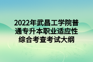 2022年武昌工學院普通專升本職業(yè)適應性綜合考查考試大綱