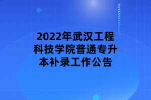 2022年武漢工程科技學(xué)院普通專(zhuān)升本補(bǔ)錄工作公告 (1)