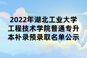 2022年湖北工業(yè)大學工程技術(shù)學院普通專升本補錄預(yù)錄取名單公示