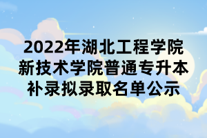 2022年湖北工程學(xué)院新技術(shù)學(xué)院普通專升本補錄擬錄取名單公示