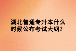 湖北普通專升本什么時(shí)候公布考試大綱？